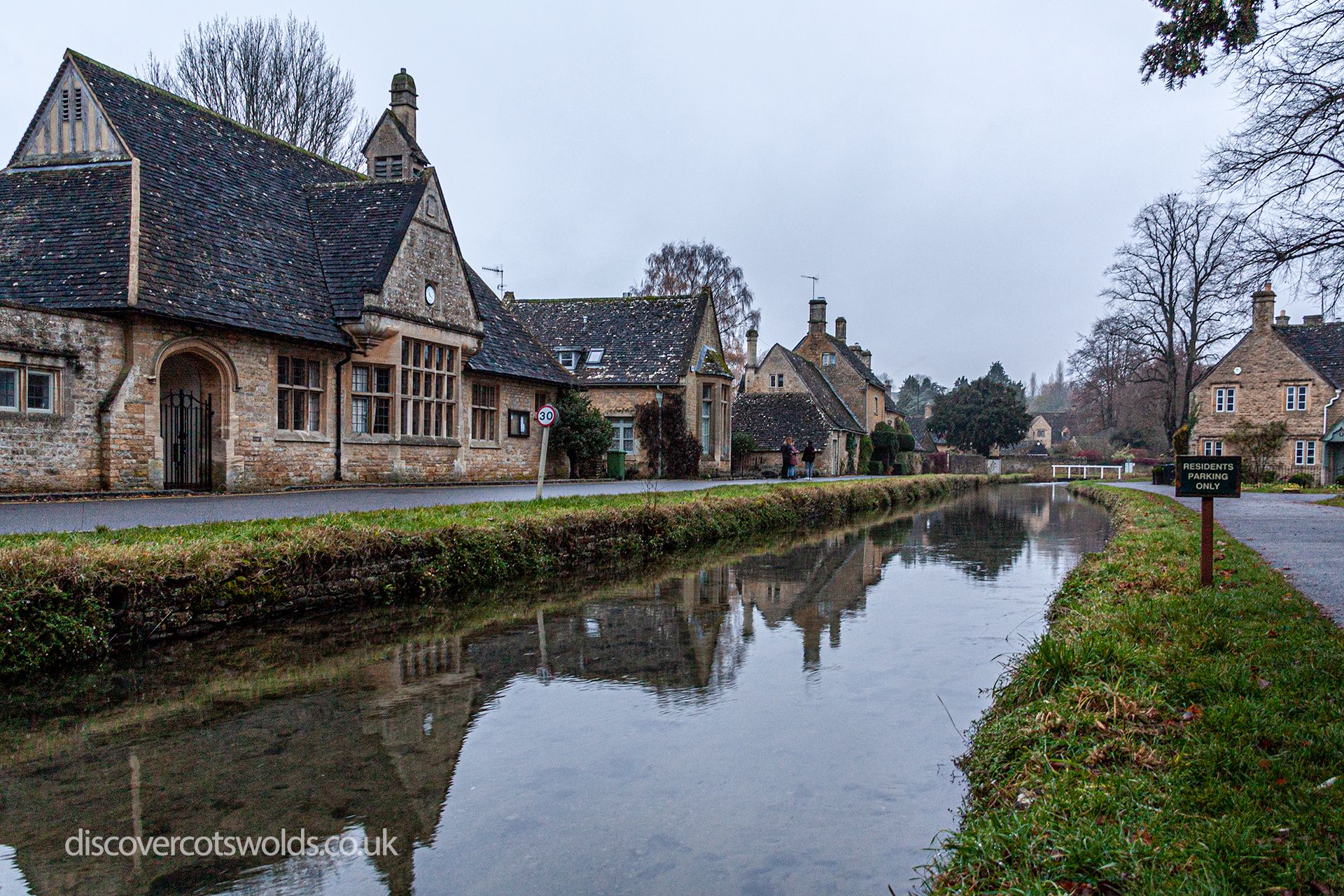 A view along the river Eye in Lower Slaughter, in winter