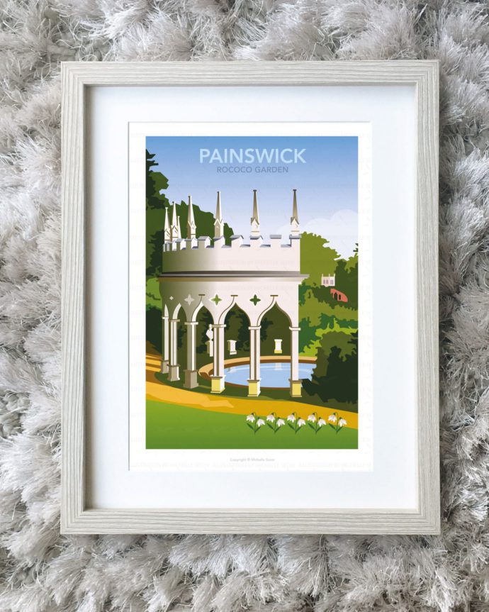 Framed illustration of Painswick Rococo Garden