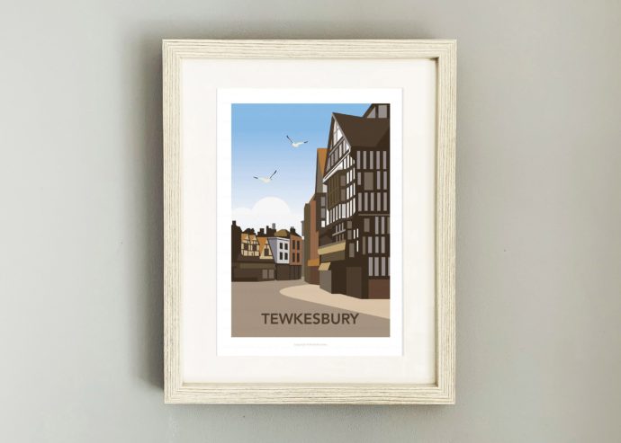 Framed illustration of Tewkesbury